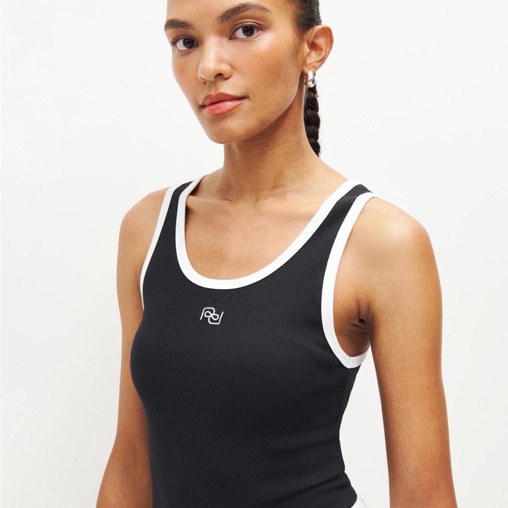 Reformation Black Tank Top with White Trim